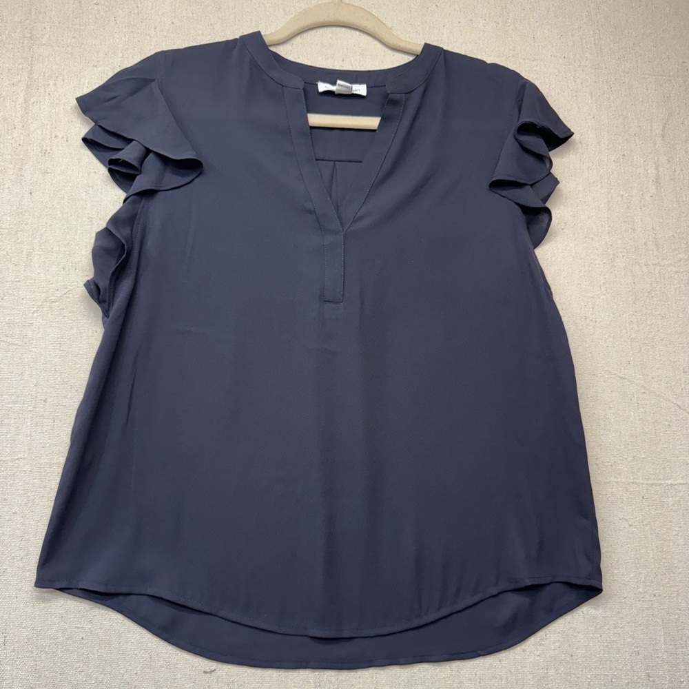 Calvin Klein Dark Blue Ruffle Sleeve Blouse
